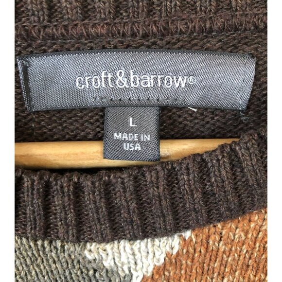 Vintage Croft & Barrow Argyle Sweater Mens Large USA Grandpa Academia Preppy y2k - Picture 3 of 5